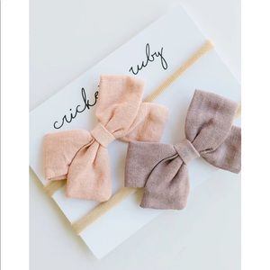 Linen Bow Headband - Blush & Lavender - 2 Pack
